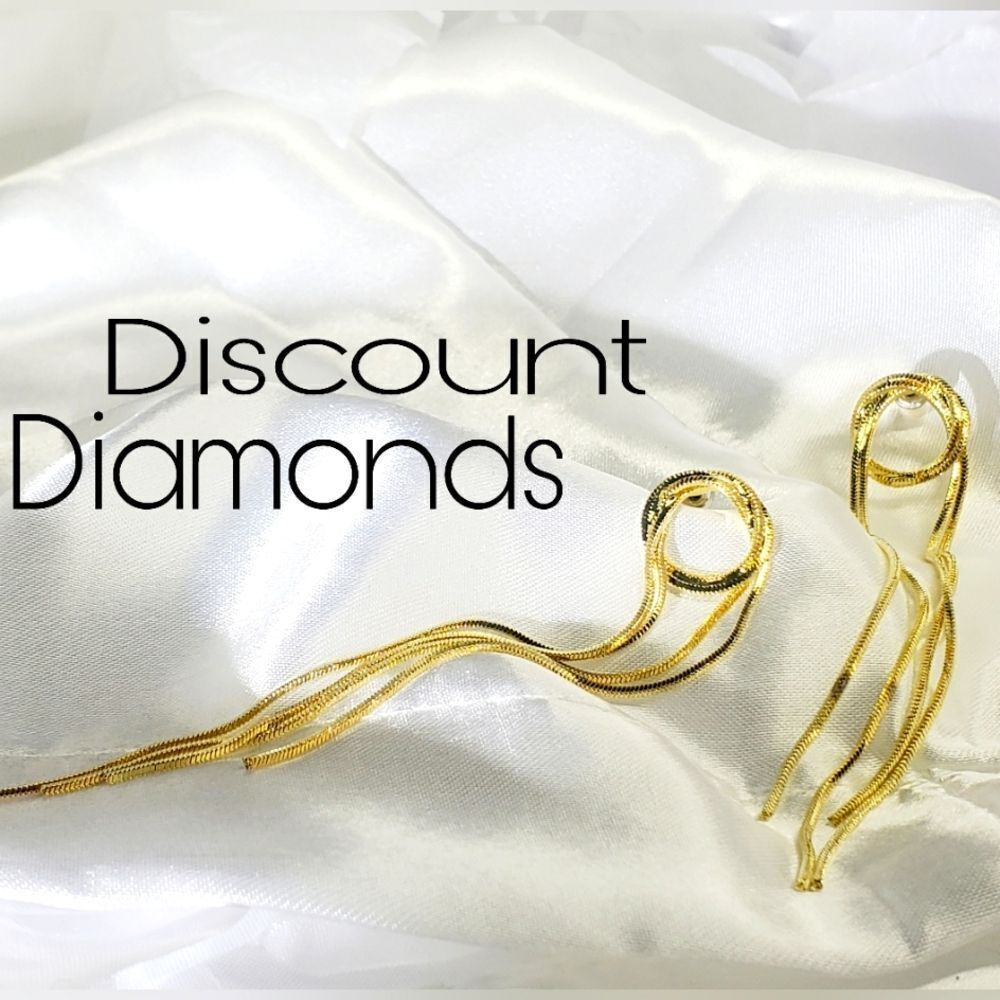 Gold Tassel Dangle Stud Earrings 14K Gold on 925 Sterling Silver